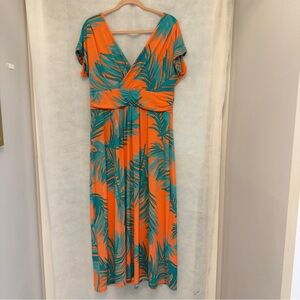Iman Boho Chic Orange Palm Maxi Dress Women’s XLP